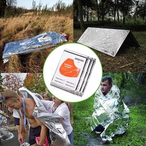 Coperta di emergenza calda <span class=keywords><strong>Poncho</strong></span> tenda di sopravvivenza all'aperto di salvataggio termico campeggio escursionismo viaggio pronto soccorso Foil antivento - Product Image 5