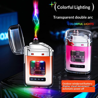 Briquet électronique à arc étanche d'extérieur à coque transparente avec affichage LED de puissance, piles incluses, vente en gros de cigarettes