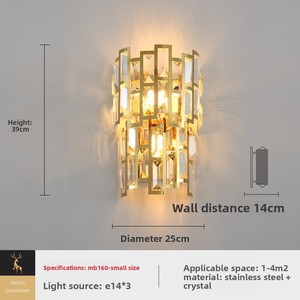 หรูหราเหล็กคริสตัล LED โคมไฟติดผนังสำหรับห้องนั่งเล่นในร่มห้องนอนวิลล่าโรงแรม KTV ไฟตกแต่งผนัง+ 2 ฟรี E14 โคมไฟ + 220V - Product Image 4