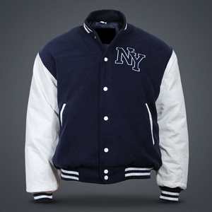 New Trendy Lettermen Bomber <b>Jacket</b> 100% Wool/Polyester/Cotton Canvas Casual Winter Front Logo Customizable Fabric <b>Fleece</b> <b>Lining</b> - Product Image 3