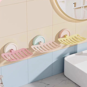 Jabonera de drenaje sin perforaciones, portátil, para dormitorio de estudiantes, jabonera de baño con ventosa desmontable - Product Image 5