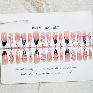 <span class=keywords><strong>Uñas</strong></span> Postizas Francesas Rosadas 3D Hechas a Mano, Forma Almendrada, Medianas, Reutilizables, Acrílicas, Adhesivas, para Uso Diario, Fiestas, Bodas, San Valentín - Product Image 4