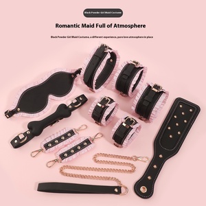 Centipede LZ-8007 Black Pink Adult Sex Toy Maid <strong>Suit</strong> with Handcuffs <strong>SM</strong> Bondage Gear Props Made in China - Product Image 2