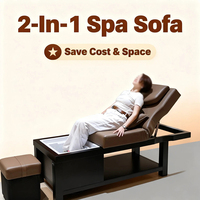 Fauteuil et lit de pédicure et de massage en cuir véritable, design simple, double usage, siège inclinable réglable, fonction baignoire sans tuyauterie pour petits espaces