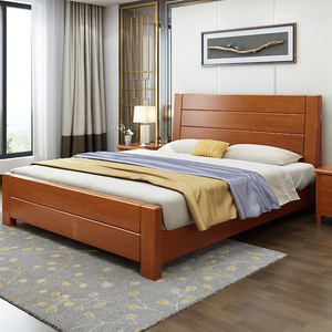 Lit de rangement haut en bois massif 1,5 m 1,8 m, moderne et minimaliste, avec tiroirs à vérins à gaz et structure de cadre, mobilier de chambre - Product Image 2
