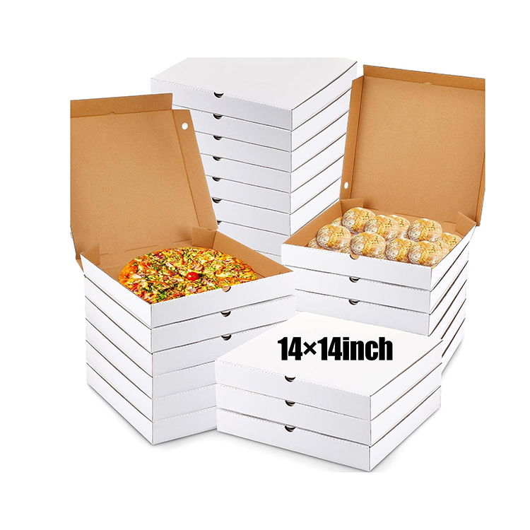 Venta caliente 12 16 18 pulgadas cajas de pizza al por mayor de embalaje de cartón corrugado personalizado precio barato caja de pizza con logotipo