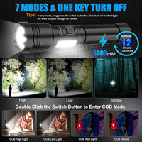 Lot de 2 lampes de poche LED haute luminosité avec lumière latérale magnétique COB, 7 modes, zoom, rechargeable par Type-C, lampe de secours