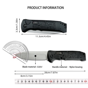 Coltello Pieghevole Stile <span class=keywords><strong>Benchmade</strong></span> 4400 con Lama in Acciaio S30V e Manico in Fibra di Nylon, Chiusura AXIS Lock, Strumento Tattico EDC per Esterni, Disponibile negli USA - Product Image 6