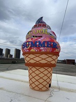 Cono de Helado Inflable de Felpa Aero de 3.7m para Exteriores, Réplica Inflable Promocional de Marca, Globo Inflable de Comida Imitada Personalizado