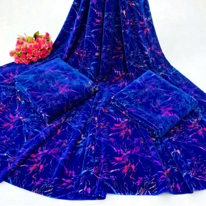 High Quality Velvet Printed Fabric Multicolor Foil Work for Dresses Apparel Fashion Textile Decor OEMODM Custom - Product Image 1