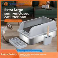 Bac à litière pour chat semi-fermé en plastique ABS et acier inoxydable A1, 20L, résistant à la corrosion, anti-fuite, facile à nettoyer, avec pédale