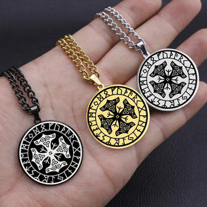 Collar de Acero Inoxidable con Talismán de Protección de Mjolnir, el Martillo de Thor, con las 4 <span class=keywords><strong>Runas</strong></span> y el Runo Algiz, Protección desde Todos los Lados del Mundo - Product Image 1