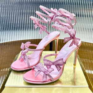French Style Beautiful Rhinestone Bow <b>Wrap</b> High Heeled Crystal Shoes 25 New Sexy Thin Dress - Product Image 4