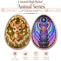 Pièce de monnaie en cuivre pur 999 de 5 oz, série animale cerf Sika en forme d'œuf, couleur haute définition, impression premium, édition de collection pour collectionneur