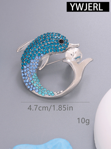 Nova moda Casual das mulheres liga strass golfinho broche chapeado metal peito flor acessório para terno casaco - Product Image 4