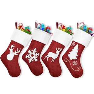 Chaussettes de Noël personnalisées brodées en gros, cadeau de Noël, décoration de cheminée, jouets en velours tricoté en polyester - Product Image 1