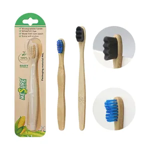 Manufacturer Eco-friendly Custom Logo Charcoal Bristles Kids short Handle degradable Bamboo Toothbrush