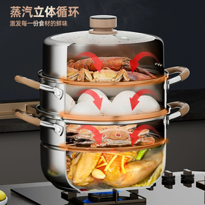 Cuisinière vapeur Kengq en acier inoxydable 316, 20 cm, 4 étages, grande capacité, pot vapeur multi-couches pour la maison - Product Image 2