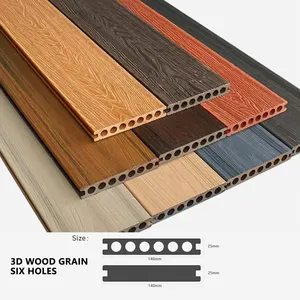 New Eco-friendly 25mm thickness 3D Deep Embossed WPC composite decking backyard flooring Outdoor Waterproof WPC decking 3d