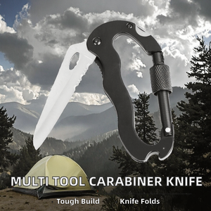 Outil multifonctionnel de randonnée, de chasse, de pêche et d'escalade, <span class=keywords><strong>mousqueton</strong></span> avec couteau pliable en acier inoxydable et alliage d'aluminium - Product Image 2