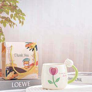 Mug en céramique Instagram, motif tulipe mignon, idéal pour les fêtes, cadeau pratique, tasse à eau créative, tasse cadeau - Product Image 5
