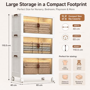 Bac de rangement pliable en PP écologique sans installation, empilable, avec roulettes, pour organiser les vêtements - Product Image 5