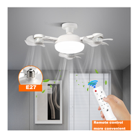 Kipas LED Senyap 2in1 dengan Remote Control E27 21W 24W Desain Drone Kipas dengan Baling-Baling Lipat AC95-265V 3CCT Dapat Diredupkan untuk Kamar Anak