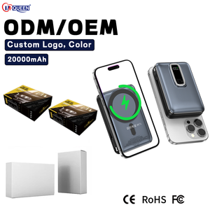 Custom 20000mAh Magnetic Power Bank 22.5W Fast Charging Wireless Portable <b>Battery</b> Pack Built-in Charging <b>Cables</b> for Phone - Product Image 1