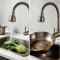 Robinet mural moderne en acier inoxydable 304 pour cuisine et salle de bain, avec bec flexible universel et pulvérisation double mode, OEM pour projets commerciaux