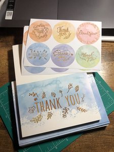 Thiết lập của 6 mẫu thiết kế Vàng thư thiệp chúc mừng Lưu ý thẻ với phong bì Cảm ơn bạn thẻ với giấy dán thanh lịch Lưu ý bằng văn bản hệ thống - Product Image 6