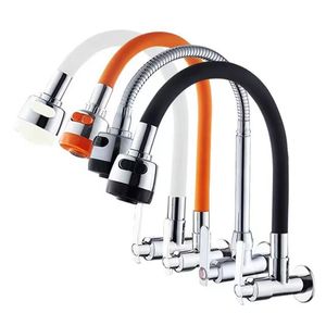 Robinet de cuisine mural flexible à rotation à 360 degrés, robinet de cuisine à eau froide, robinet de cuisine à levier unique - Product Image 1