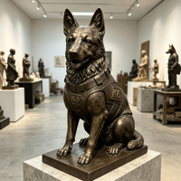 Sculpture de Berger Allemand K9 en Bronze Grandeur Nature, Statue de Chien de Travail Faite à la Main pour Décoration Extérieure et Aménagement Paysager