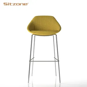 Modern Upholstery Fabric Bar Stool High Chair For Restaurant And Cafe