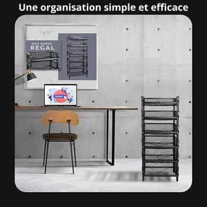 ARTECSIS Ensemble réglable de <span class=keywords><strong>2</strong></span> <span class=keywords><strong>étagère</strong></span>s de rangement en plastique 6 <span class=keywords><strong>niveaux</strong></span> 120 X 50 X 40 cm Noir - Product Image 5