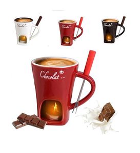แก้วกาแฟ หม้อไฟฟ้า ไอศกรีม ชีสละลาย เตาอบ ถ้วยเซรามิกสำหรับฟองดู พร้อมส้อม ดีไซน์ใหม่ แก้วนมช็อกโกแลตร้อน เทียนสร้างสรรค์ - Product Image 1