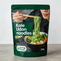 Healthy Low Sodium Vegan Durum Wheat Udon Noodles with Kale Instant Bulk Bag