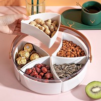Luxe draagbare fruit schaal met deksel, verdeelde schaal voor gedroogd fruit, snack schaal, snoep schaal, fruitschaal, draagbare mand, ijs emmer