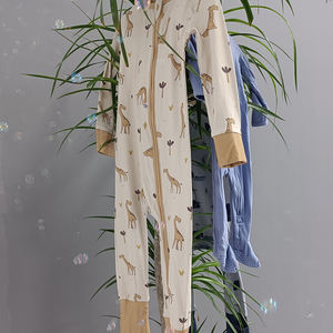 ชุดรอมเปอร์เด็กอ่อนผ้าไผ่แบบยูนิเซ็กซ์ มีปลายแขนแบบพับได้ ซิป YKK แบบ <span class=keywords><strong>2</strong></span> ทาง สามารถพับเท้าได้ - Product Image 6