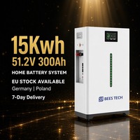 Système hybride au lithium pour maison hors réseau - 15 kWh 51,2 V 300 Ah avec barre lumineuse et onduleur 50 kW pour alimentation de secours domestique - Stock entrepôt UE