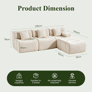 Sofá de Espuma de Densidad 30D Meroow MS3 con Diseño Acolchado, Sofá Convertible para Sala de Estar con Almohadas, Disponible en Almacén del Reino Unido - Product Image 4