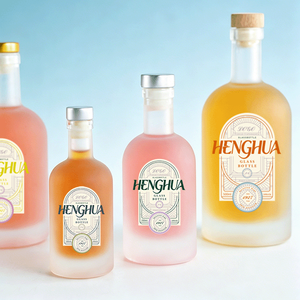 Bouteille de liqueur en verre personnalisée avec logo, style nordique, ronde, givrée, pour <span class=keywords><strong>vodka</strong></span>, whisky, rhum, gin, 16 oz, 50 cl, 500 ml, avec bouchon - Product Image 4