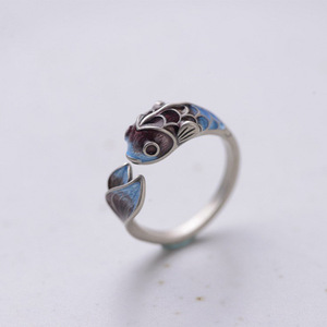 Koi Enamel <b>Ring</b> <b>Adjustable</b> Animal Zodiac Jewelry Unisex Gift - Product Image 1