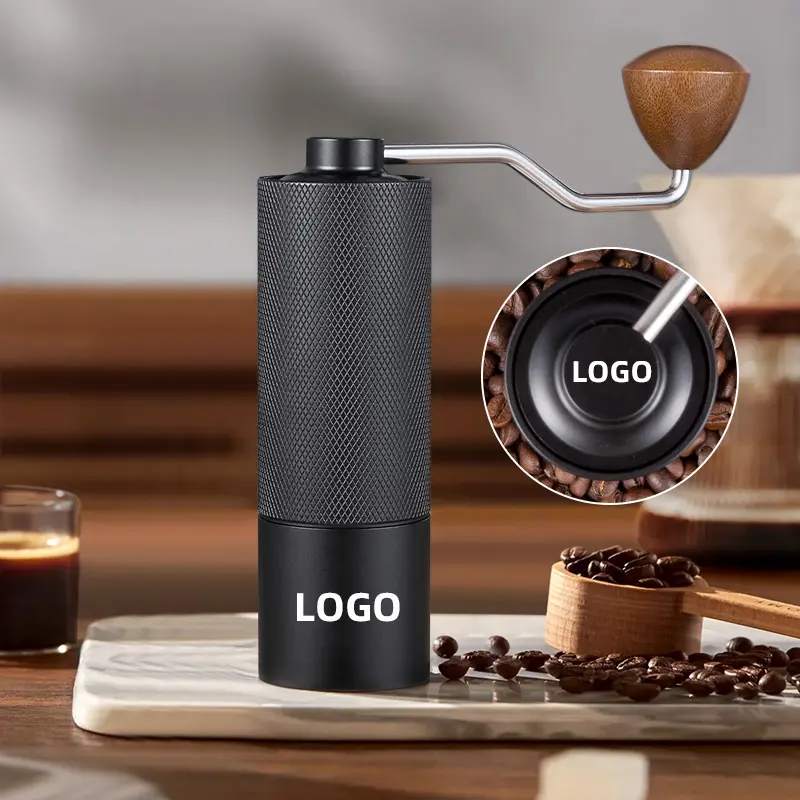 Al-alaşım vücut 420 paslanmaz çelik çapak Homeuse Espresso Mini küçük el değirmeni taşınabilir manuel kahve değirmeni