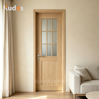 Porte intérieure moderne de style nordique à 9 panneaux en verre dépoli, grain de bois chêne blanc, insonorisée, pour chambre à coucher et maison