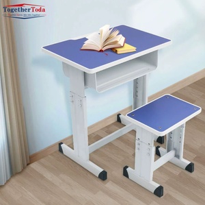 Ensemble table et chaise d'école, table de classe individuelle, structure métallique, bureau et chaise pour étudiants - Product Image 5