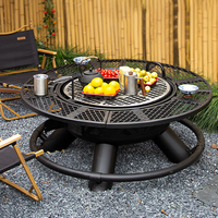 Barbecue portable à prix avantageux avec grille pivotante, hauteur réglable, construction métallique durable, 2 brûleurs pour camping en extérieur et terrasse