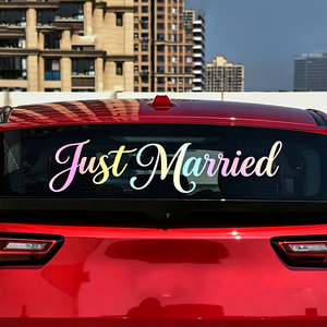 Adesivi in Vinile per <span class=keywords><strong>Auto</strong></span> Personalizzati con Scritta Artistica "Just Married" in PVC, Adesivi Personalizzati per Matrimonio - Product Image 2