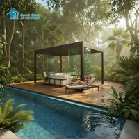 Pergola extérieure moderne Sweet Home 12x12 pieds en aluminium thermolaqué avec toit rétractable motorisé à lames orientables, imperméable et anti-UV