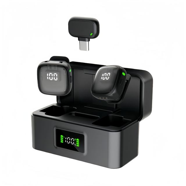 ASKS20 Wireless Lavalier Mic Noise Cancelling Plug & Play Lapel Mic for iPhone Android PC Live Stream Vlog Recording with Case