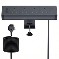 Schreibtisch-Klemmleiste mit UK-Stecker, 4 AC-Steckdosen, USB-C und USB-A Anschlüsse, 3m Verlängerungskabel für Zuhause und Büro